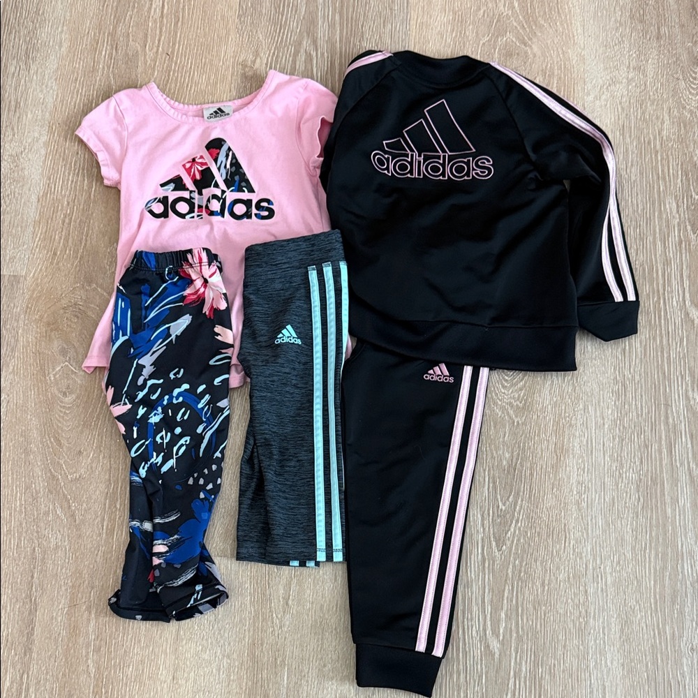 Adidas Kids' Pink and Black Activewear Set